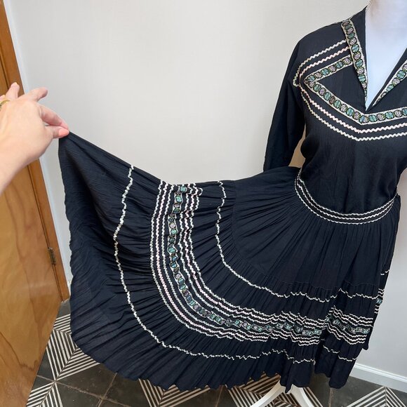 50s Thunderbird Fashions Fiesta Patio Dress Set, Full Circle Skirt, ROCKABILLY - Picture 4 of 13